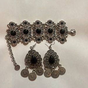 Beautiful black and silver bracelet and earrings. Turkish style, new.
